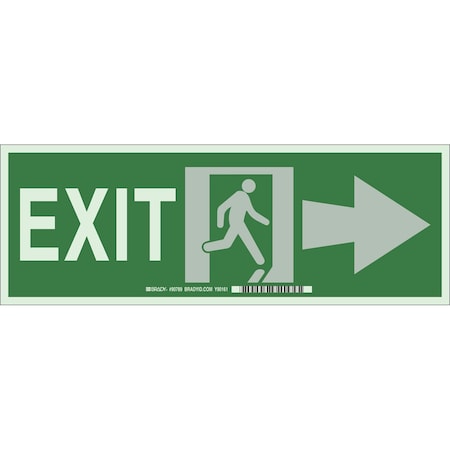 Brady Exit Sign, Plastic, 14" W, 5" H, Exit, Green, White 90789